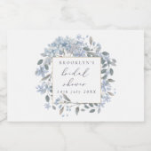 Blaues Hydrangeas Brautparty Weinkeller Schaumweinetikett (Einzelnes Label)