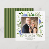 Blaues Hydrangeas-Foto Save The Date (Vorne/Hinten)