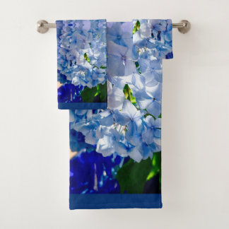 Blaues Hydrangeas-Muster Badhandtuch Set
