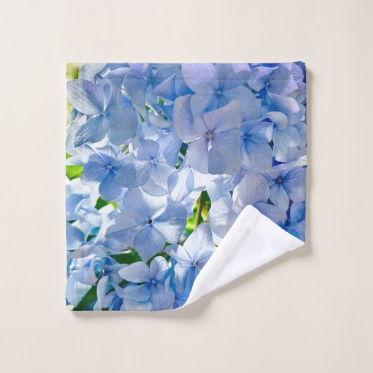 Blaues Hydrangeas-Muster Badhandtuch Set (Waschlappen)
