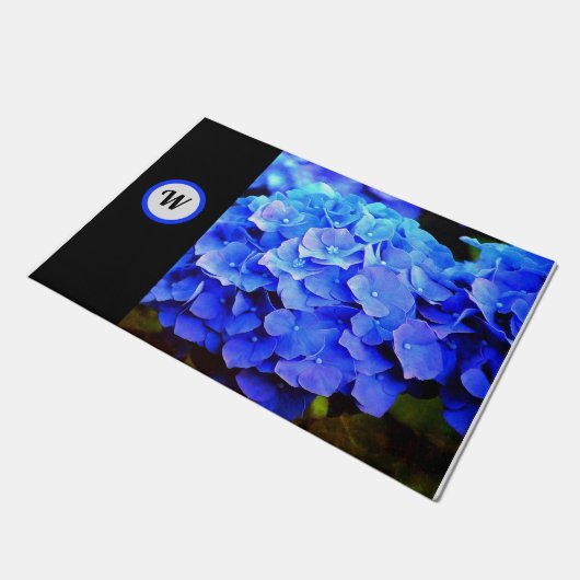 Blaues Hydrangeas Personalisiert Door Mat Fußmatte (Schrägansicht)