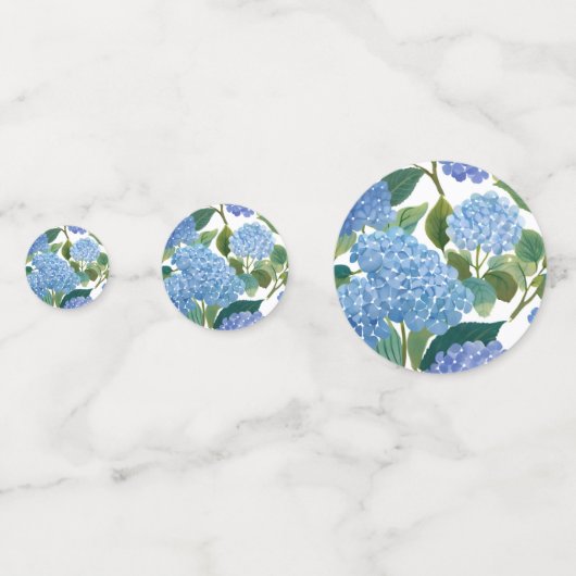 Blaues Hydrangeas Wasserfarben Konfetti (Vorderseiten)