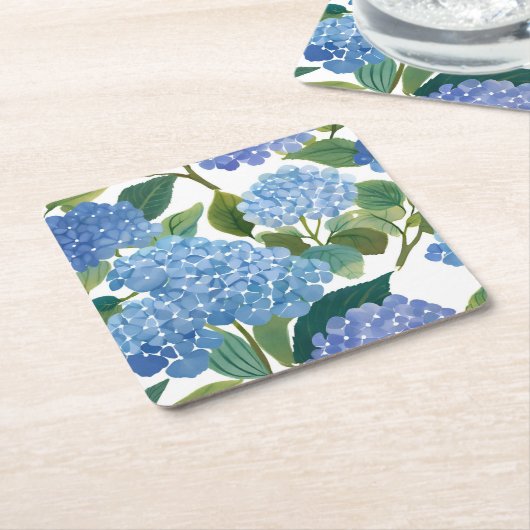 Blaues Hydrangeas Wasserfarben Rechteckiger Pappuntersetzer (angewinkelt)