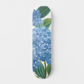 Blaues Hydrangeas Wasserfarben Skateboard (Vorderseite)