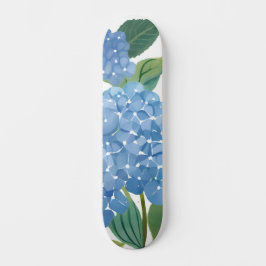 Blaues Hydrangeas Wasserfarben Skateboard
