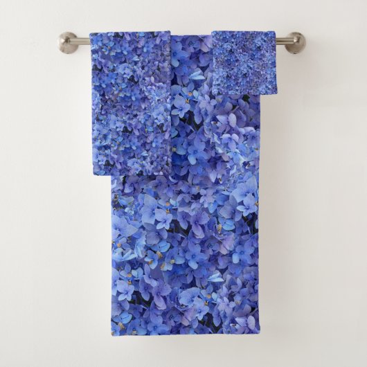 Blaues Hydrangeatuch-Set Badhandtuch Set (Insitu)