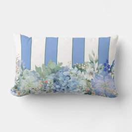 Blaues Hydrangee und florentripptes Lumbalkissen Lendenkissen