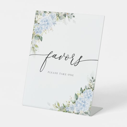 Blaues Hydrangeen-Blumen-Gunstbeweis-Schild Sockelschild (Vorderseite)