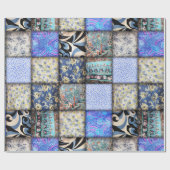 Blaues Imitat-Patchwork-Quiltmuster Geschenkpapier (Flach)