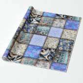 Blaues Imitat-Patchwork-Quiltmuster Geschenkpapier (Ungerollt)
