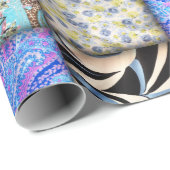 Blaues Imitat-Patchwork-Quiltmuster Geschenkpapier (Rolleneckpunkt)