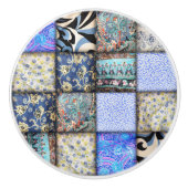 Blaues Imitat-Patchwork-Quiltmuster Keramikknauf (Vorderseite)