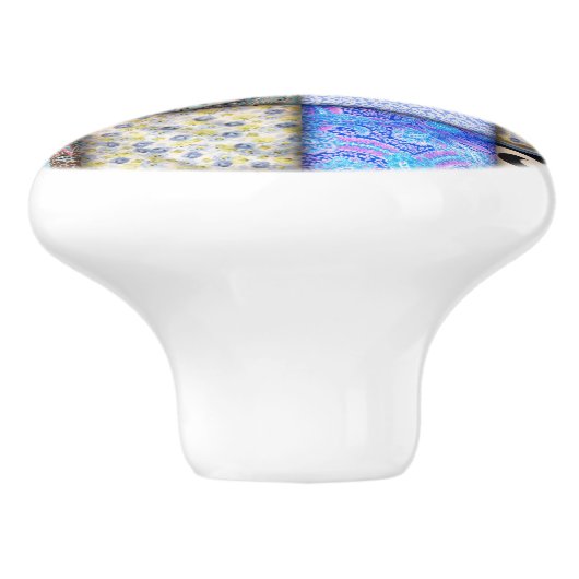 Blaues Imitat-Patchwork-Quiltmuster Keramikknauf (Seitenansicht)