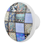Blaues Imitat-Patchwork-Quiltmuster Keramikknauf (Rechts)