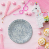 Blaues Imitat Porzellan Chinoiserie Weidenfluss Pappteller (Party)