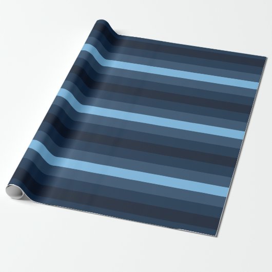 Blaues Indigo Strip Wrapping Paper Geschenkpapier (Ungerollt)