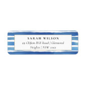 BLAUES INDIGO WASSERFARBSTREIFEN ADRESSE ETIKETT (Vorne)