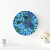 Blaues Indigomosaik Große Wanduhr (Zuhause)