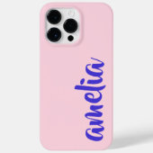 Blaues individuelle Name-Drehbuch rosa Case-Mate iPhone Hülle (Rückseite)