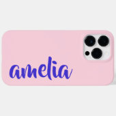 Blaues individuelle Name-Drehbuch rosa Case-Mate iPhone Hülle (Rückseite (Horizontal))
