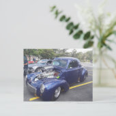 Blaues individuelles Auto Postkarte (Stehend Vorderseite)
