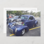 Blaues individuelles Auto Postkarte (Vorne/Hinten)