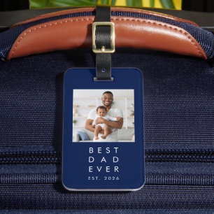 Blaues individuelles Foto Bester Vater überhaupt Gepäckanhänger