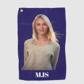 Blaues individuelles Monogramm und personalisierte Golfhandtuch (Vorderseite)