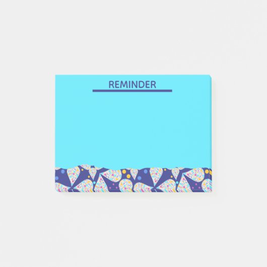 Blaues individuelles Petulmuster Post-it Klebezettel (Vorderseite)