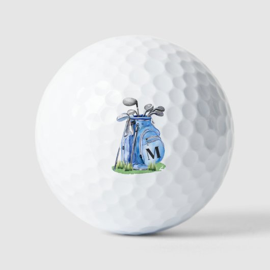 Blaues Initial-Monogramm Golfball (Vorderseite)