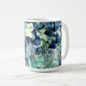 Blaues Iris Aquarellmuster Kaffeetasse (VorderseiteRechts)