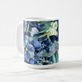 Blaues Iris Aquarellmuster Kaffeetasse (Vorderseite Links)