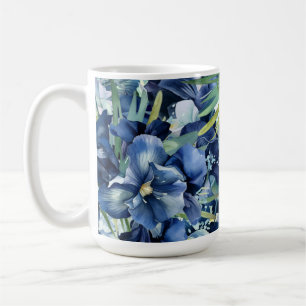 Blaues Iris Aquarellmuster Kaffeetasse