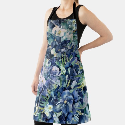 Blaues Iris Aquarellmuster Schürze (InSitu)