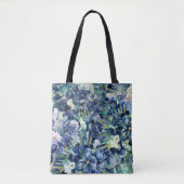 Blaues Iris Aquarellmuster Tasche (Vorderseite)