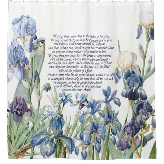 Blaues Iris-Blumen-Gebets-Blumenduschvorhang Duschvorhang (Vorderseite)