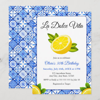 Blaues Italienisches La Dolce Vita 30. Geburtstag Einladung