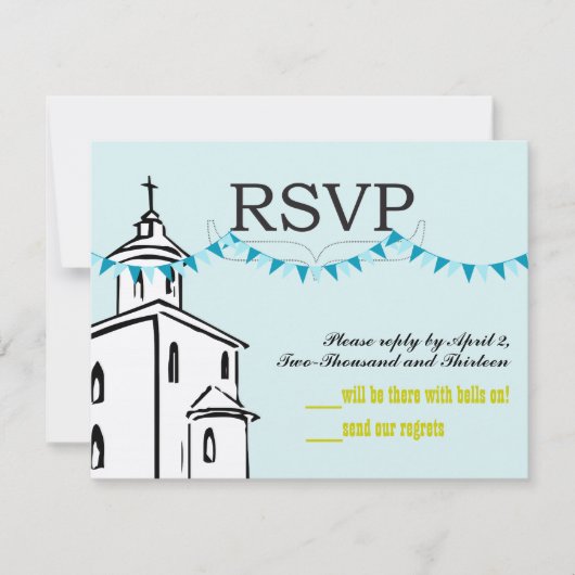 Blaues Jagdkreuz Christlich auf Steeple Chape UAWG RSVP Karte (Vorderseite)