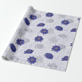 Blaues japanisches Blume-Wrapping-Papier Geschenkpapier (Ungerollt)