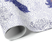 Blaues japanisches Blume-Wrapping-Papier Geschenkpapier (Rolleneckpunkt)