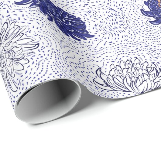 Blaues japanisches Blume-Wrapping-Papier Geschenkpapier (Rolleneckpunkt)