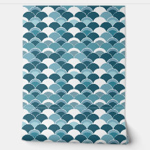 Blaues japanisches Lüfterdruckmuster