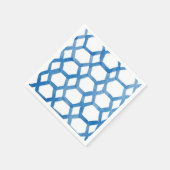 Blaues Japanisches Shibori-Polygon-Aquarellmuster Serviette (Ecke)