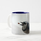 Blaues Jay-Foto Zweifarbige Tasse (Vorderseite Links)