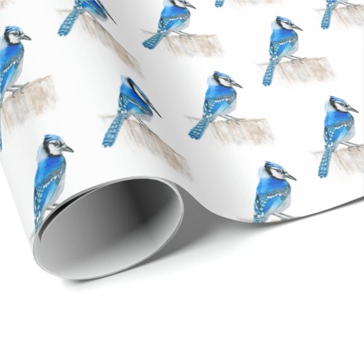 Blaues Jay Geschenkpapier (Rolleneckpunkt)
