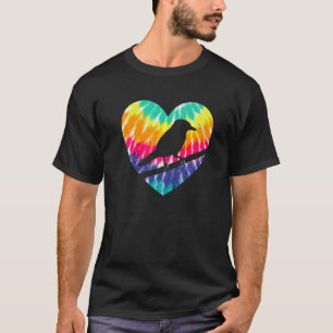 Blaues Jay-Herz mit Tie-Dye-Druck für Vögel T-Shirt