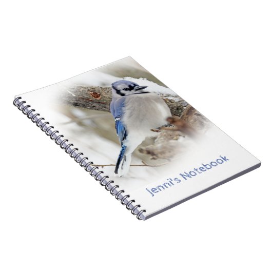 Blaues Jay im Winter-Schnee Notizblock (Rechte Seite)