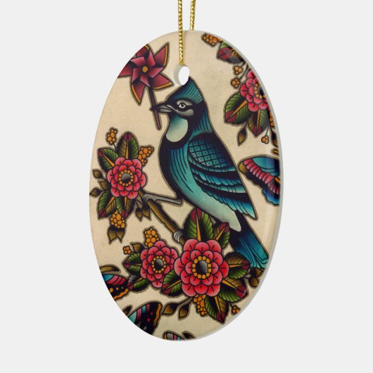 blaues Jay Keramikornament (Links)