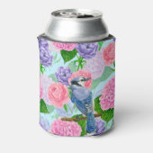 Blaues Jay- und Blume-Aquarellmuster Dosenkühler (Kanne Rückseite)
