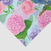 Blaues Jay- und Blume-Aquarellmuster Seidenpapier (Ausschnitt)